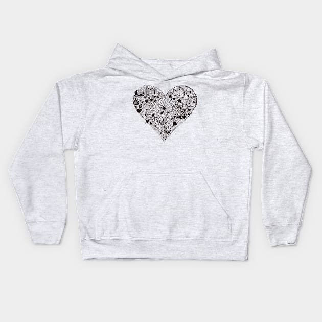 My Floral Black Heart | Passion Lovesick Girls Kids Hoodie by Art by Ergate